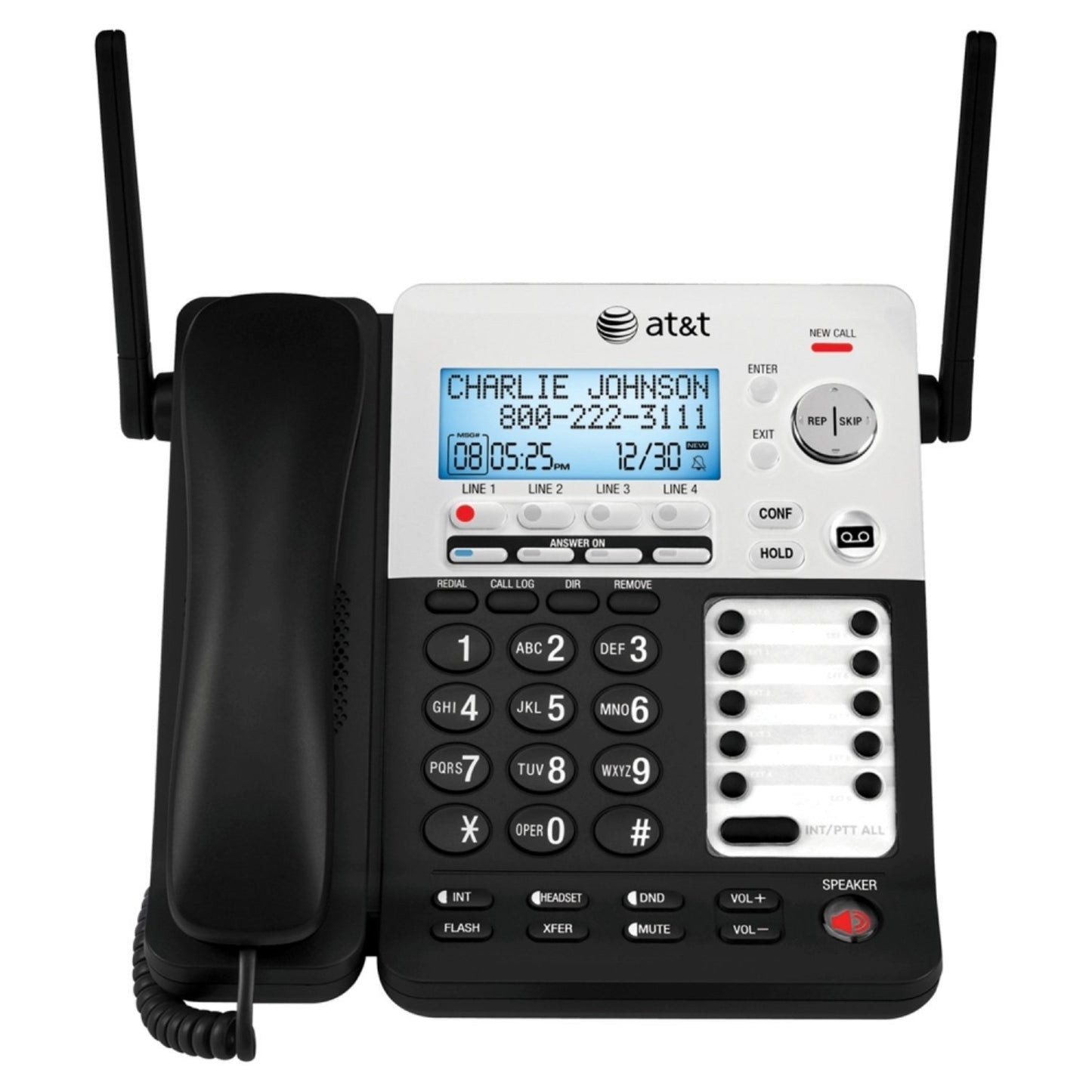 AT&T SynJ Auricular de expansión inalámbrico para el Sistema telefónico para pequeñas Empresas SynJ SB67138 & SB67158, Sistema telefónico inalámbrico, Negro/Plateado