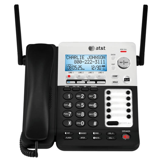 AT&T SynJ Auricular de expansión inalámbrico para el Sistema telefónico para pequeñas Empresas SynJ SB67138 & SB67158, Sistema telefónico inalámbrico, Negro/Plateado