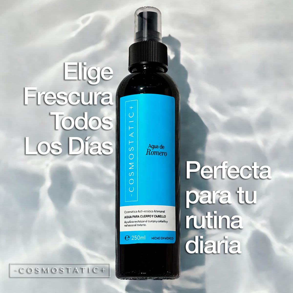 Agua de Romero COSMOSTATIC Natural 100% Anti Caída y Crecimiento de Cabello Acondicionador Orgánico Anti Frizz y Antiestática Cuidado de la Piel y Refrescante Corporal
