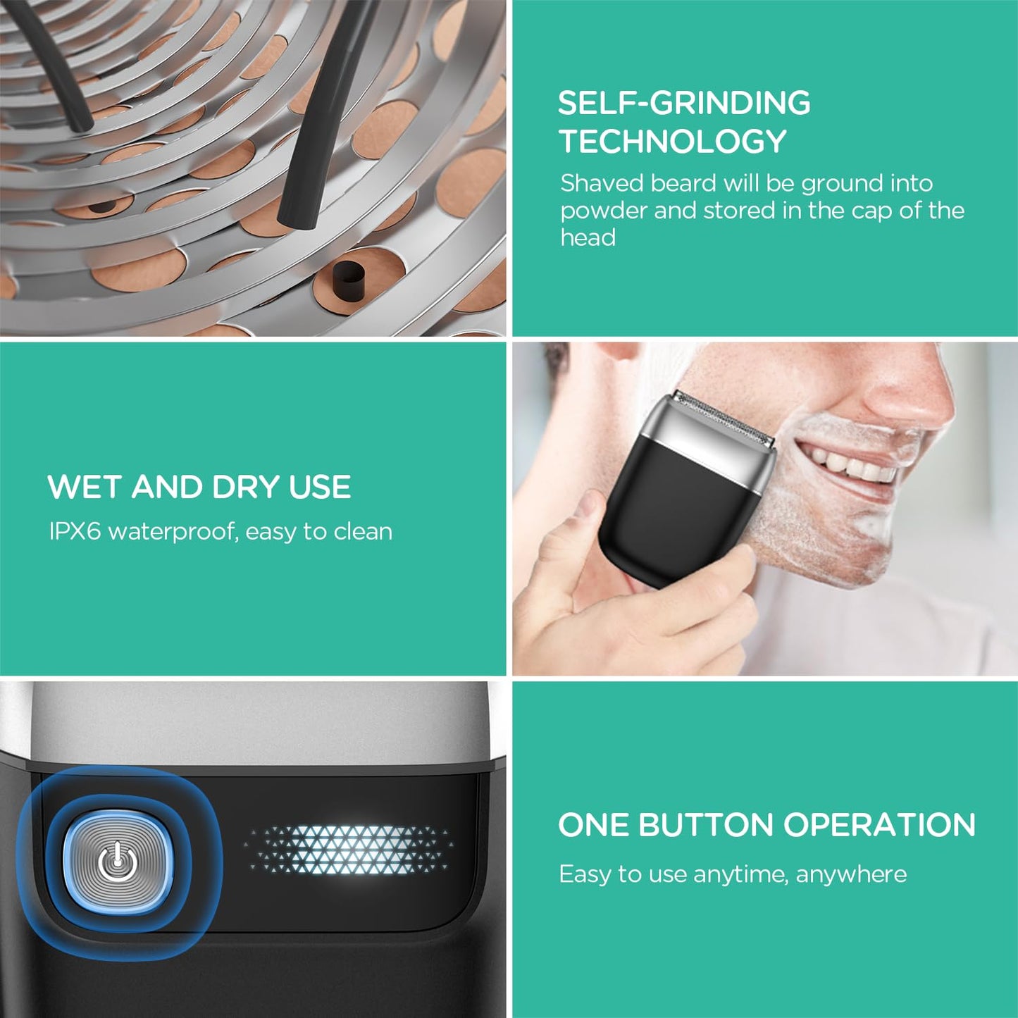 VOYOR Afeitadora Eléctrica para Hombre Portátil Uso en Seco y Húmedo Resistente al Agua IPX6 Doble Cuchilla Flotante 3D Ideal para Viajes Recortadora de Barba Ligera y Portátil ER300 (Plata)