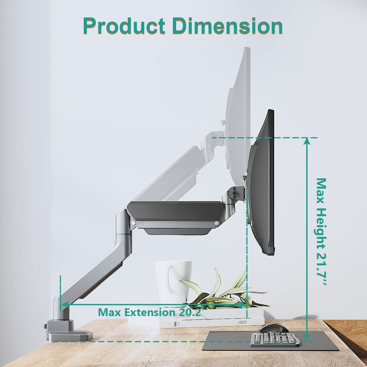Brazo de Monitor WALI Plateado Ultrawide para Pantallas Curvadas de 13 a 49 Pulgadas con Puertos USB 3.0