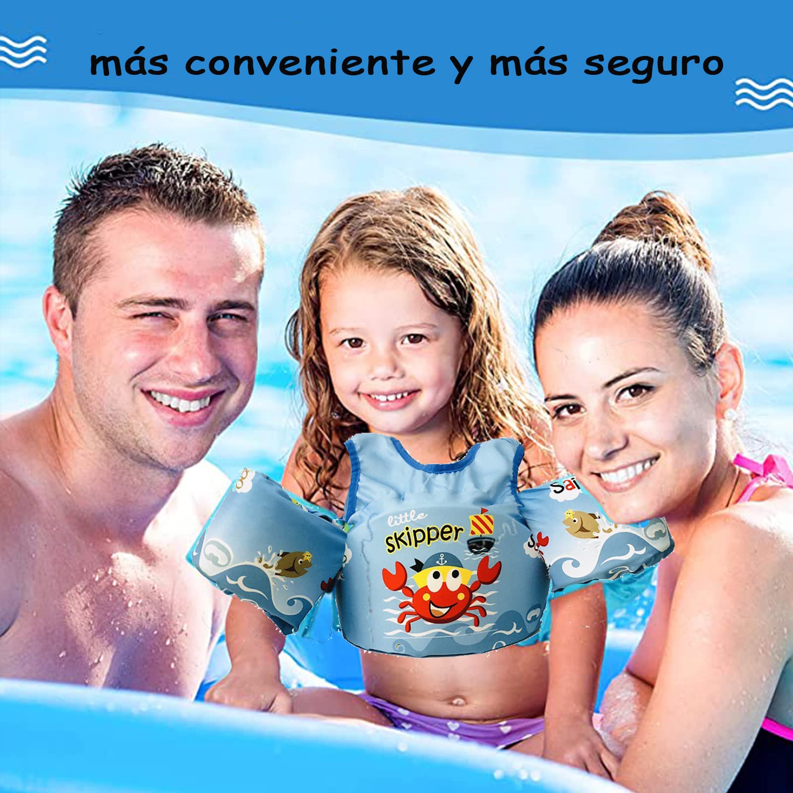 Chaleco Salvavidas VVYY8985 Cangrejo Ajustable para Niños y Niñas de 3 a 8 Años