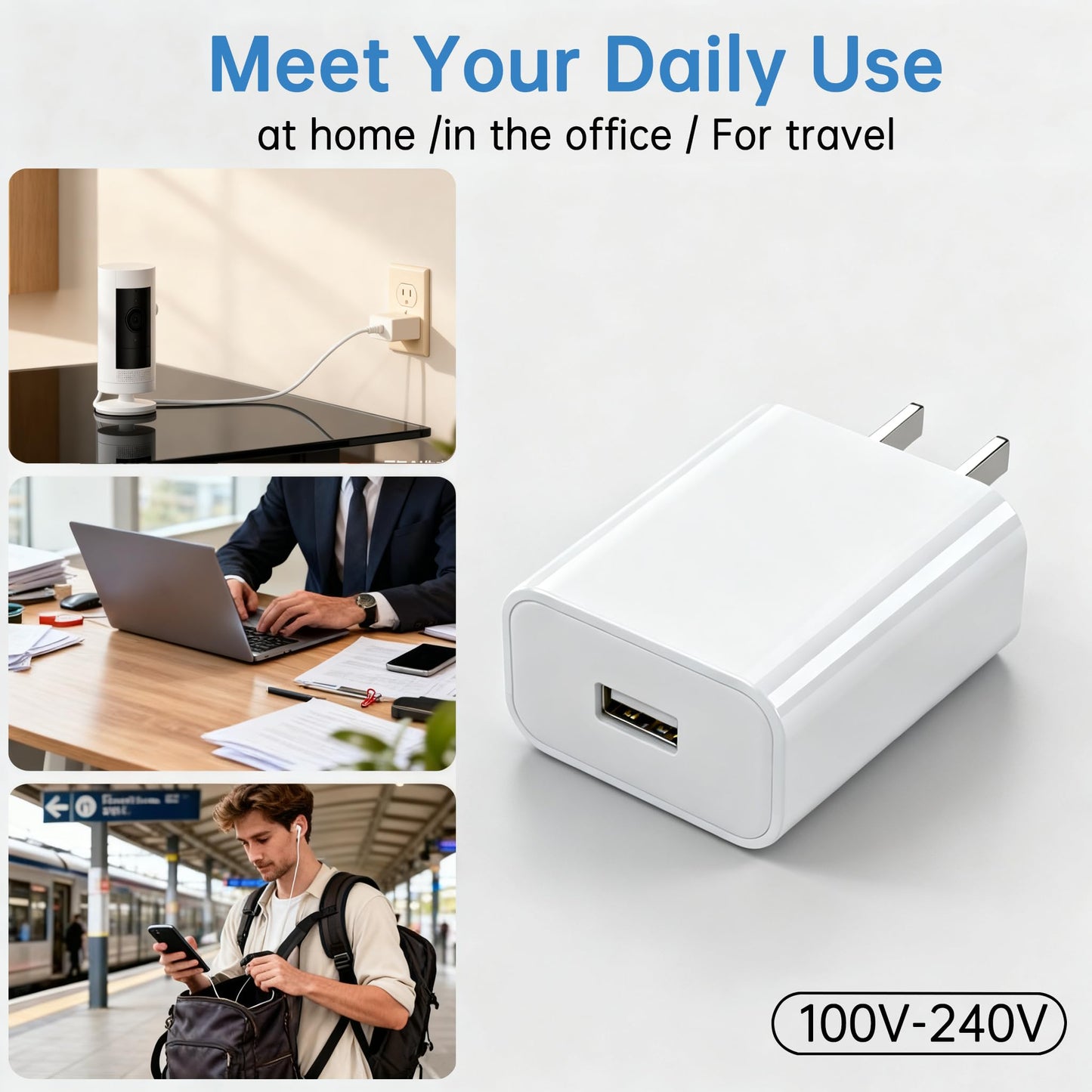 Cargador de Pared USB 5V 2A, Adaptador de Corriente AC para W Yze CAM, Nest CAM, Kasa CAM, Furbo Dog, A mazon Cloud CAM, alimentación inalámbrica de cámara de Seguridad IP (2 Unidades)