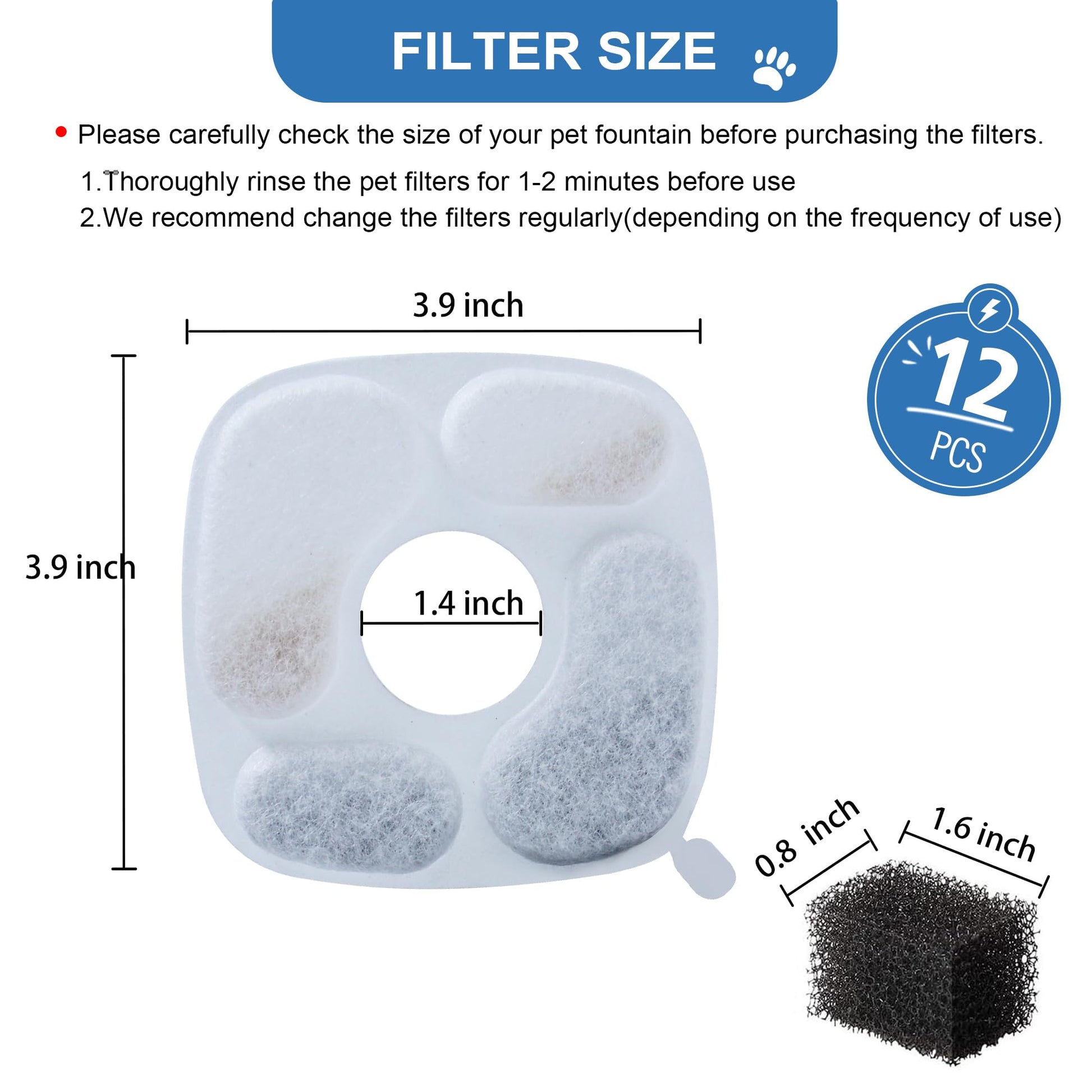 Filtro para Fuente de Agua RBAYSALE Blanco con Sistema de Triple Filtración para Mascotas