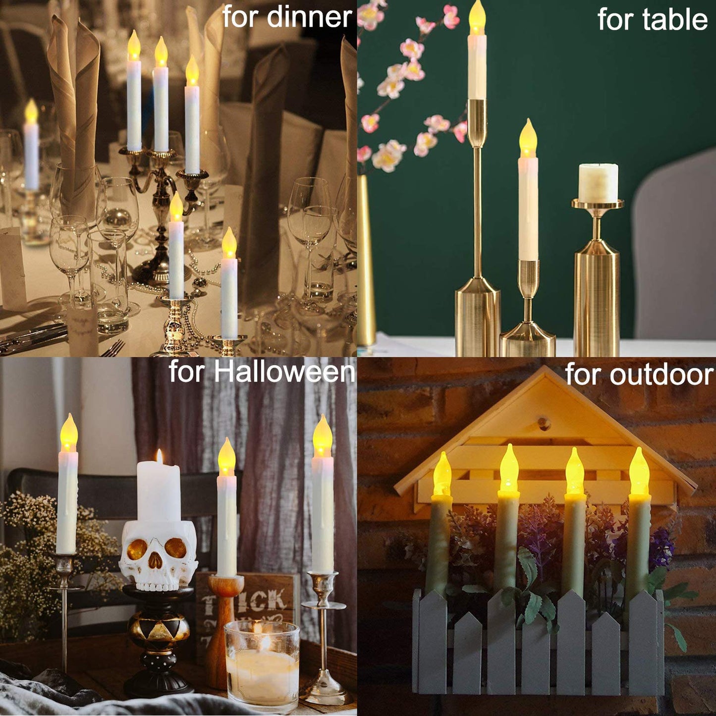 Velas LED sin Llama, Paquete de 12, Velas Cónicas Parpadeantes, Funciona con Pilas, para Iglesias, Bodas y Cumpleaños
