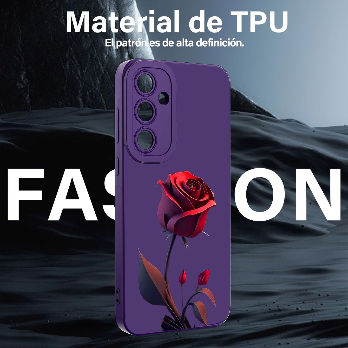 Threehao Funda para Samsung Galaxy S23 FE Case Uso Rudo, Ultra Delgado Flexible Silicona Púrpura Carcasa con Aesthetic Dibujos Flores, Antigolpes Anti-arañazos Protectora