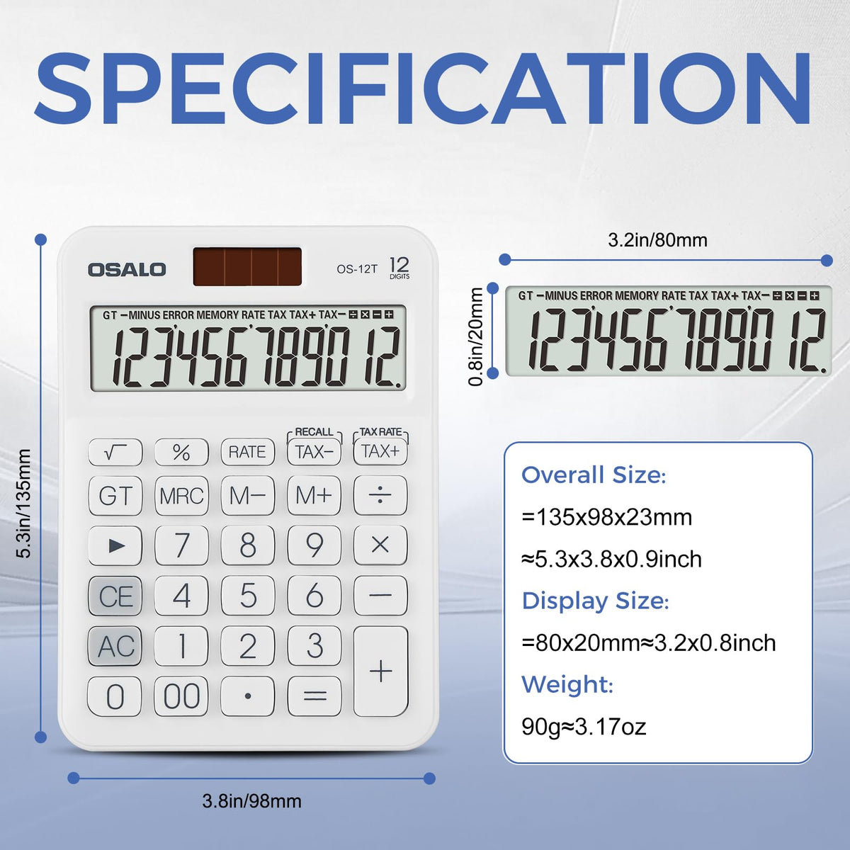 Calculadora de Escritorio con Pantalla LCD Grande de 12 Dígitos y Botón Grande para Oficina y Hogar