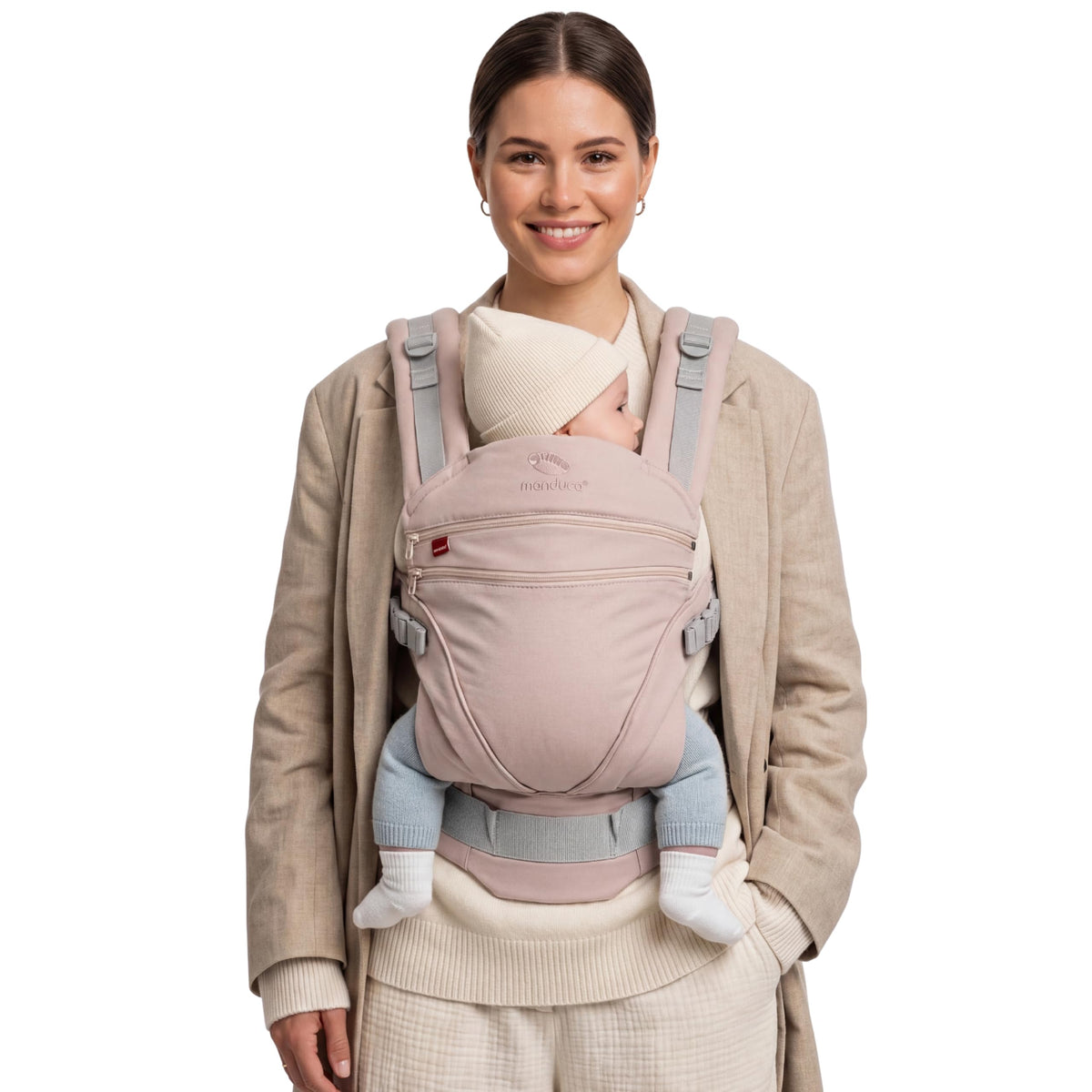 Manduca XT Happy Blush Portabebé Ergonómico de Algodón Orgánico, Mochila Cangurera Multiposición (Frente, Cadera, Espalda), Ajustable para Recién Nacidos y Niños (3.5 a 20 kg), sin Insertos, XT Cotton