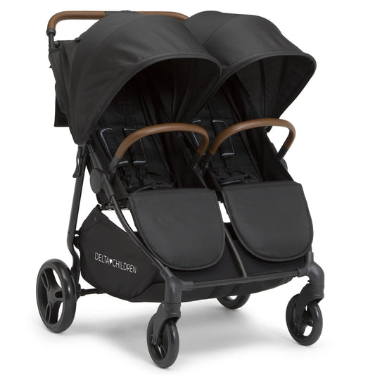Delta - carriola doble Cruzer para niños, ligero lado a lado con asientos reclinables, toldos extensibles y plegado plano, color negro