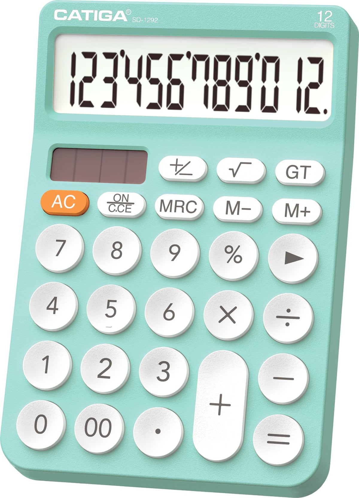 Calculadora CATIGA Negro 12 Dígitos con Pantalla LCD Grande y Energía Solar para Oficina y Hogar