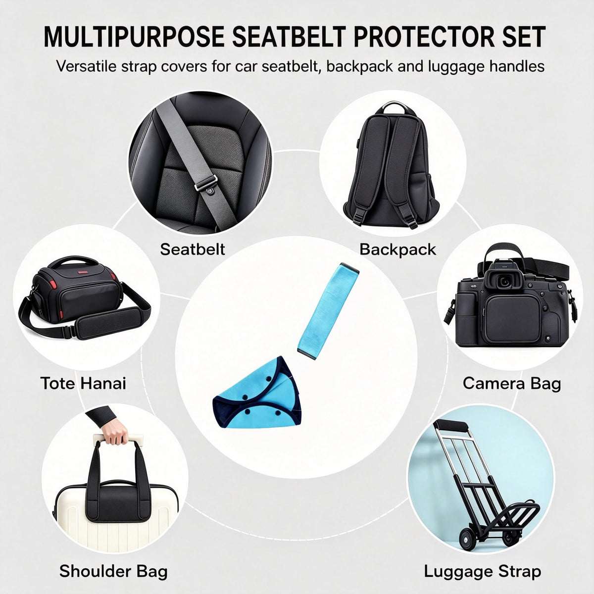 Funda Cojín UQIANPLS Negro para Cinturón de Seguridad para Cuello y Abdomen