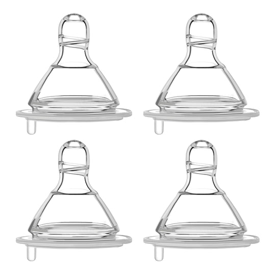 Maymom 2ª Gen. Pezón de Silicona Flujo Rápido, 4 piezas; Compatible con Botellas de Boca Ancha Spectra/Motif Luna/Maymom