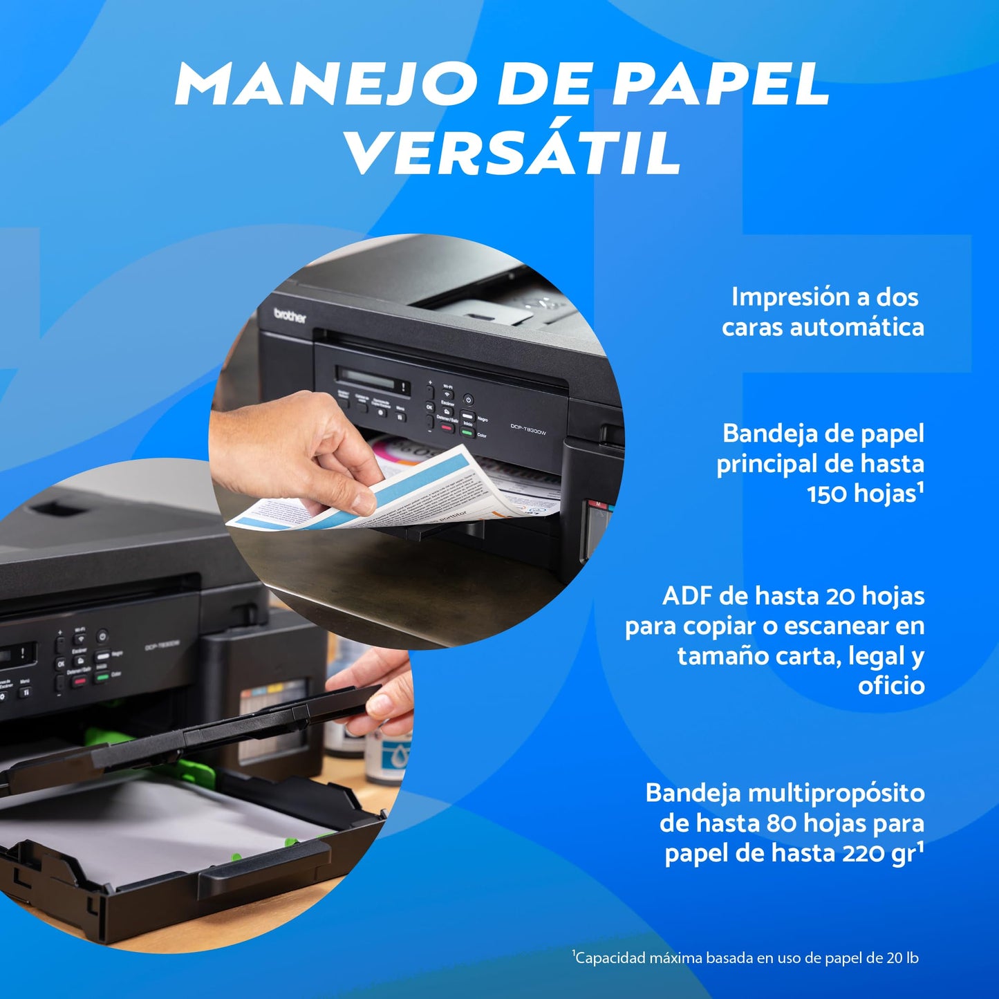 Brother Impresora Multifuncional 3 en 1 Inyección de Tinta a Color InkBenefit Tank, DCP-T830DW | WiFi, Dúplex, ADF | Incluye Kit de Tintas de Ultra Alto Rendimiento