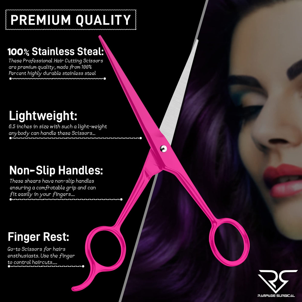 B-4 Tijeras profesionales de peluquería acero inoxidable, #16.5 cm,?«rosas»