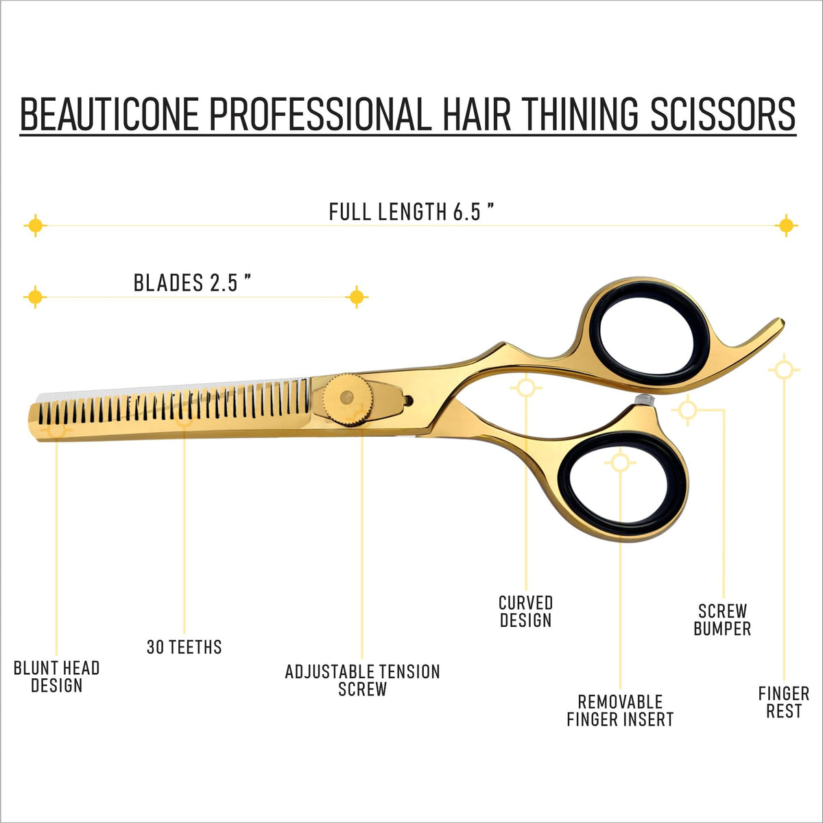 Juego de tijeras para cortar y adelgazar el cabello, tijeras de barbero profesionales de 6.5 pulgadas para corte de cabello de hombres/mujeres, tijeras de acero inoxidable para afeitar barba y bigote