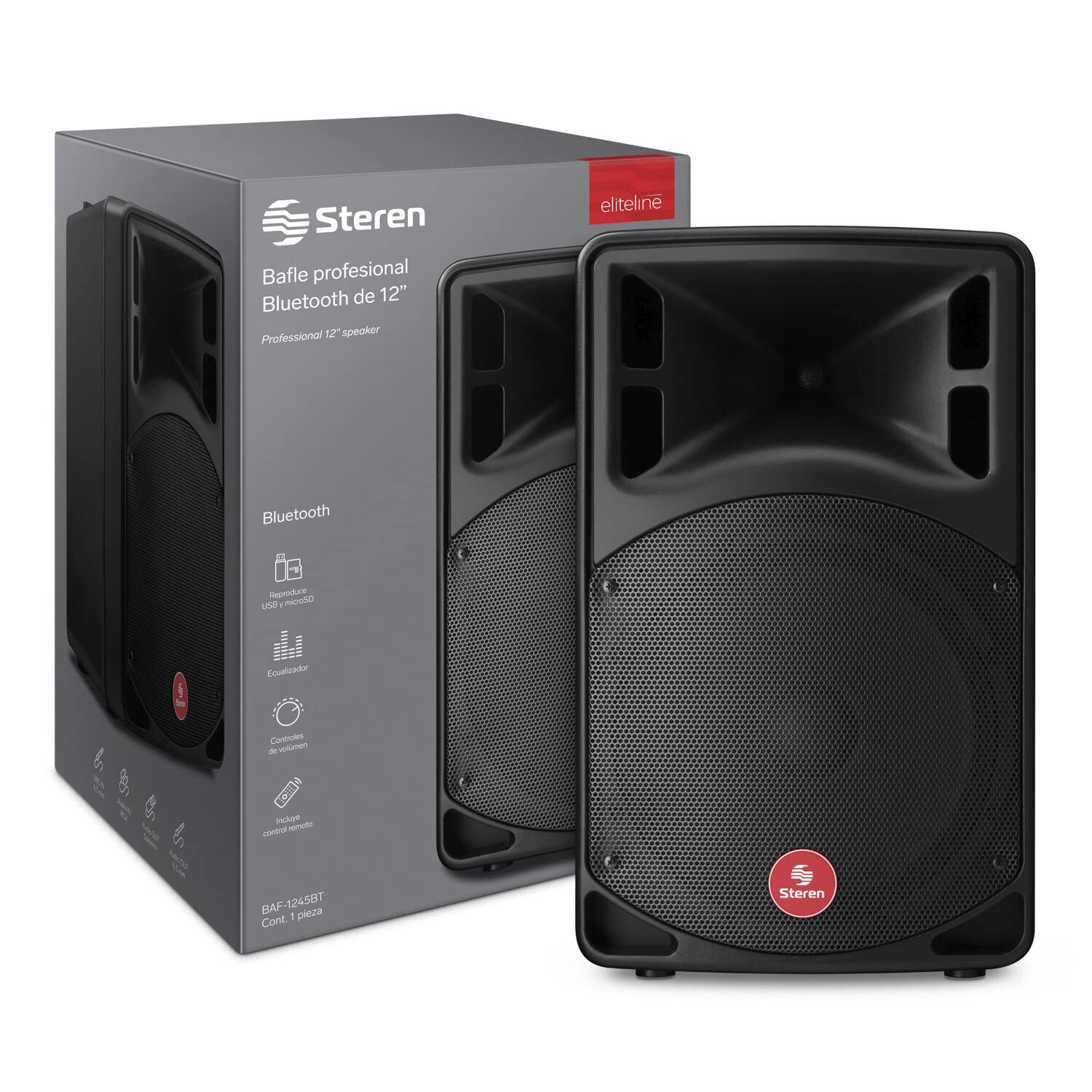 Steren BAF-1245BT Bafle Pro Bluetooth de 12" y SD