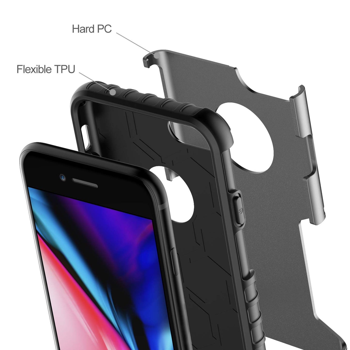 JETech Funda para iPhone 8 y iPhone 7, Carcasa Protectora de Doble Capa Absorción de Choque (Plata)