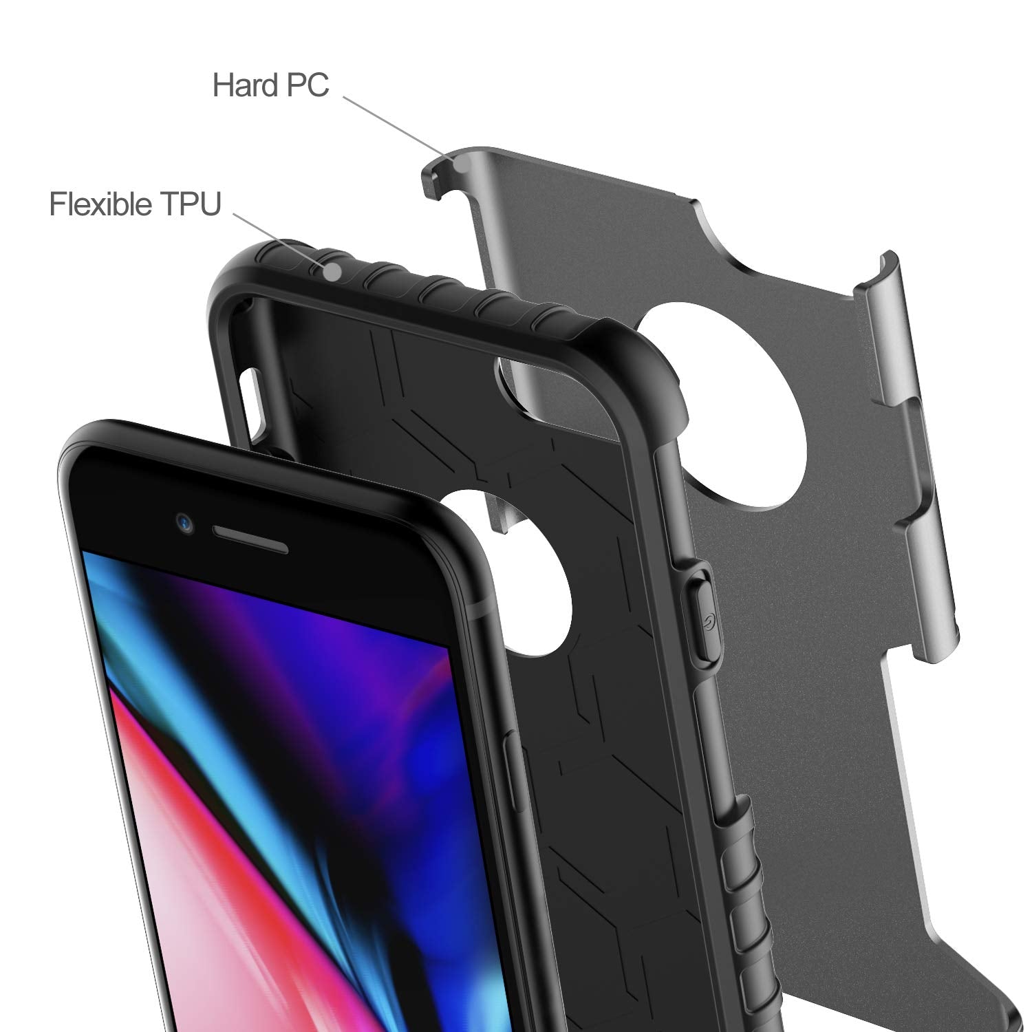 JETech Funda para iPhone 8 y iPhone 7, Carcasa Protectora de Doble Capa Absorción de Choque (Plata)