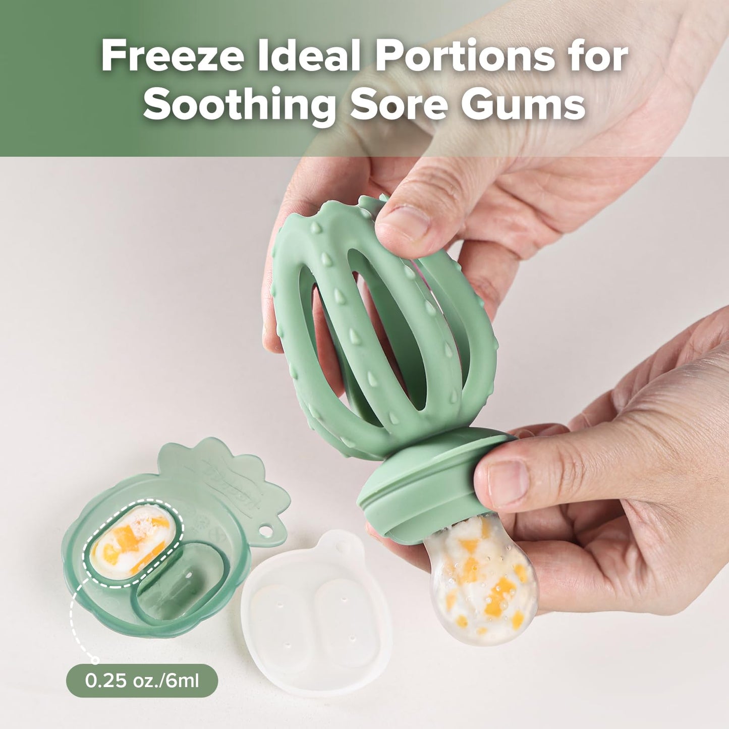 Haakaa - Comedero de frutas para bebés y mini congelador para congelador, moldes para paletas de leche materna para aliviar el enfriamiento, alimentador de silicona sin BPA para una alimentación