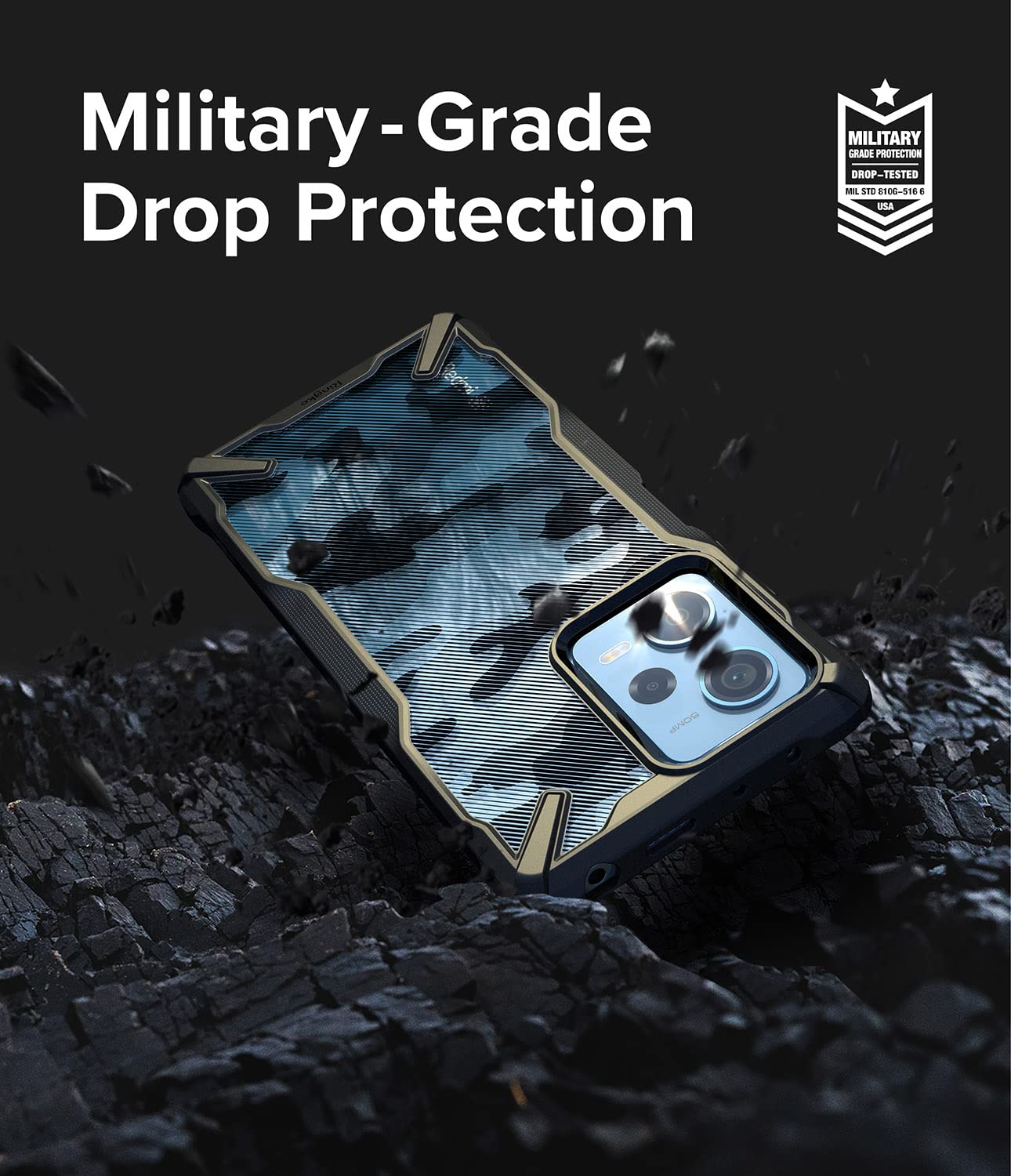 Funda Parachoques Ringke Fusion-X Camo Black Resistente a Impactos para Redmi Note 12 Pro 5G / Poco X5 Pro 5G