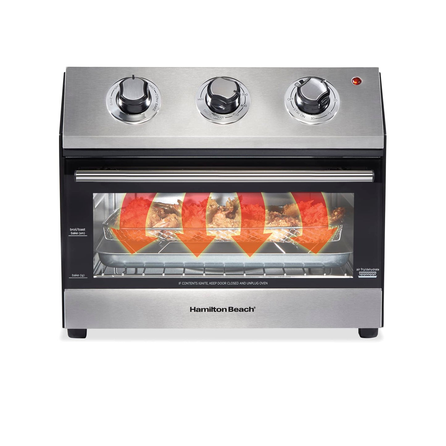 Horno digital con Freidor con Aire 31222 Hamilton Beach/1800 watts de potencia/ 5 funciones de uso/Temporizador/Capacidad de una pizza de 30 cm