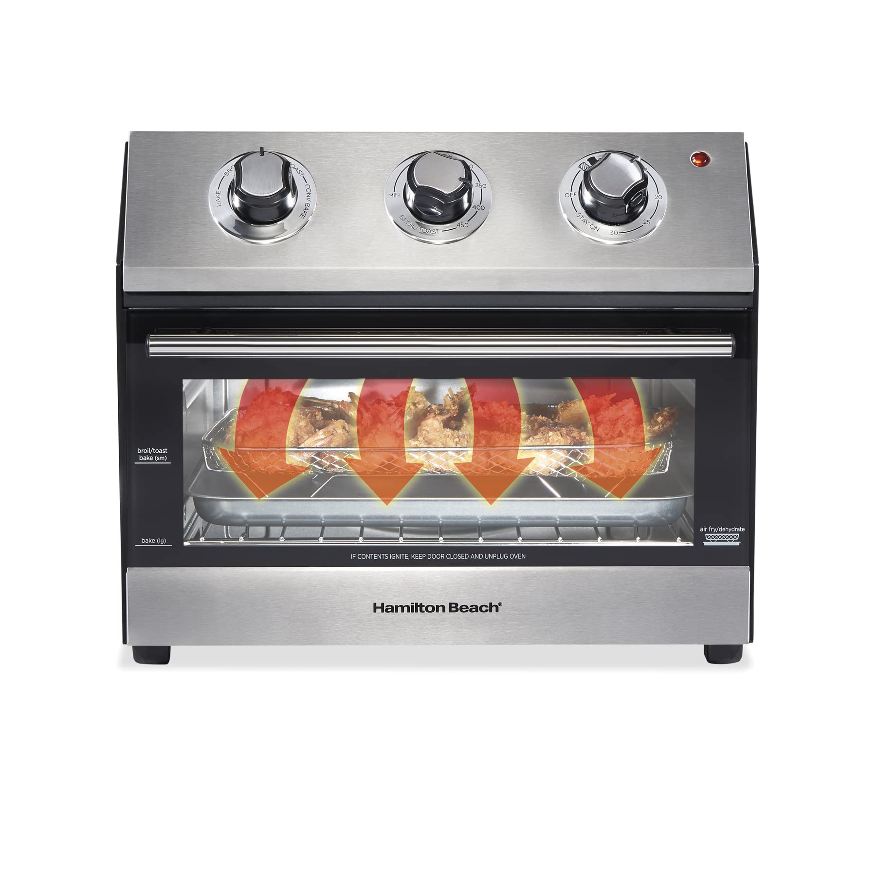 Horno digital con Freidor con Aire 31222 Hamilton Beach/1800 watts de potencia/ 5 funciones de uso/Temporizador/Capacidad de una pizza de 30 cm