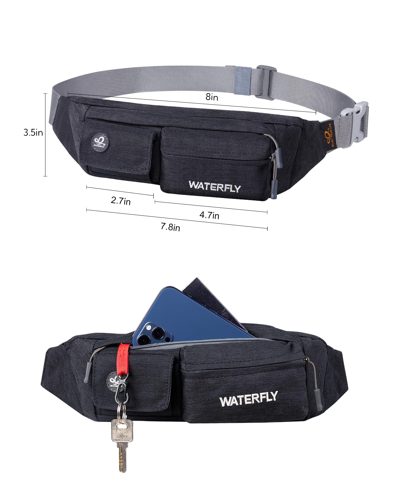 Riñonera WATERFLY delgada Resistente al Agua para Ciclismo y Running Hombre Mujer