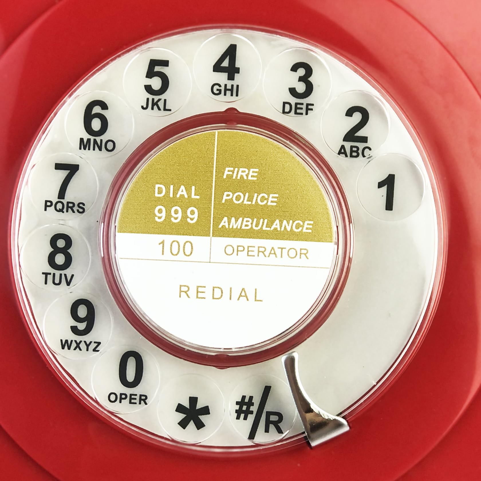 Teléfonos de esfera giratoria rojos Benotek de los años 80, estilo antiguo, retro, teléfono de escritorio con cable fijo de línea única para hogar, oficina, escuela, hotel