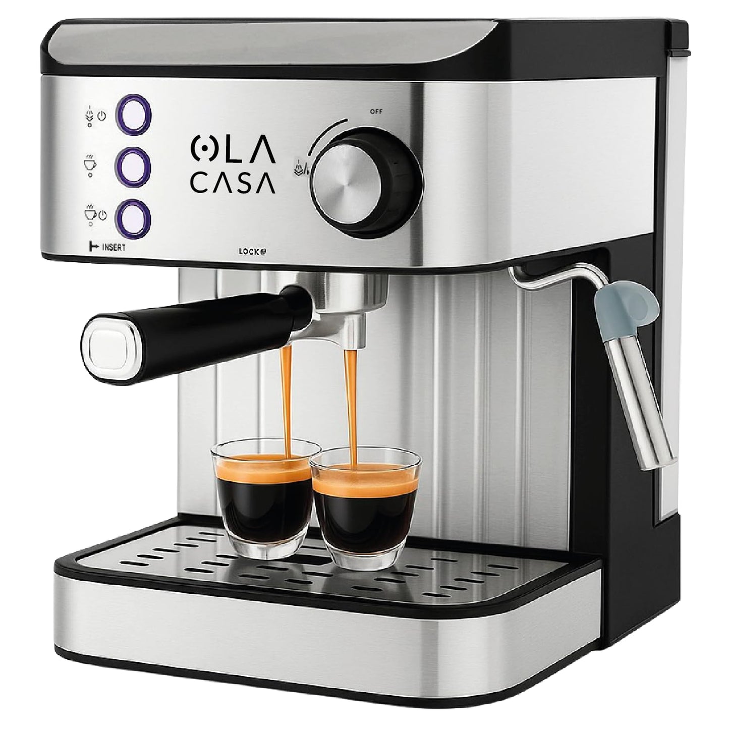 Máquina de Café Espresso OC OLA CASA Acero Inoxidable con Espumador y Placa Calentadora