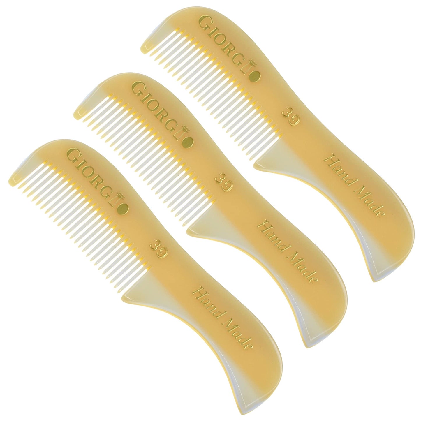 Giorgio G39 Extra Small 2.75 Inch Men's Fine Toothed Beard and Mustache Comb for Facial Hair Grooming and Styling. Wallet Pocket Comb Handmade of Quality Durable Cellulose, Saw-Cut and Hand Polished