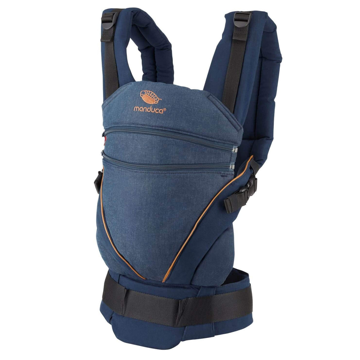 Manduca XT, portabebés con asiento ajustable, 3 posiciones de transporte (delantero, cadera y espalda), sin necesidad de inserciones para bebés, algodón orgánico, crece con tu bebé (3,5-20 kg), DenimBlue, XT Cotton