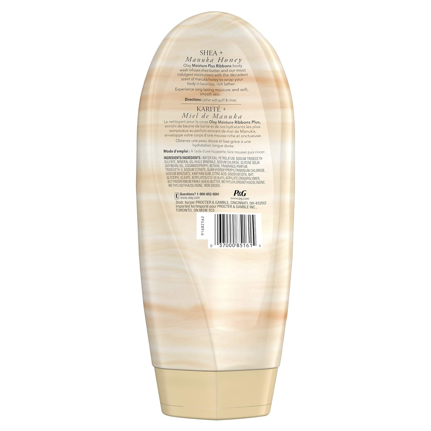 Body Wash by Olay, Moisture Ribbons Plus Shea + Manuka Honey Body Wash, 18 fl oz (Pack of 4)
