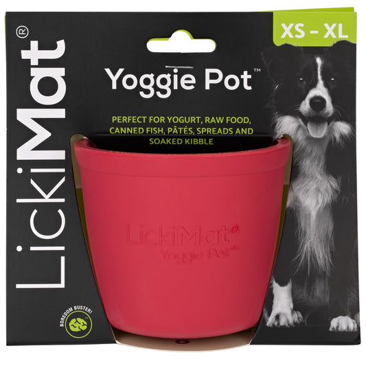 LICKIMAT Yoggie Pot - Distracción, diversión y enriquecimiento Dispensador de goma de larga duración para todos los tamaños de perros y alimentador lento para perros pequeños. The Newest LickiMat