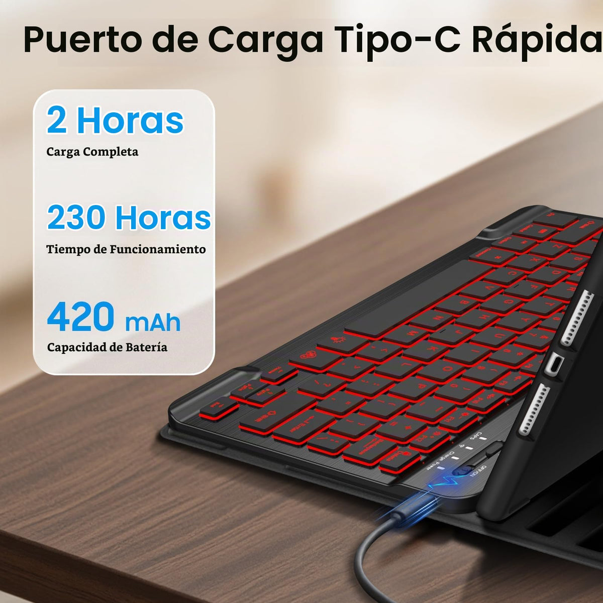 Funda con Teclado Fintie Negro con Carcasa de TPU y Soporte para Pencil para iPad 9.ª, 8.ª y 7.ª Generación