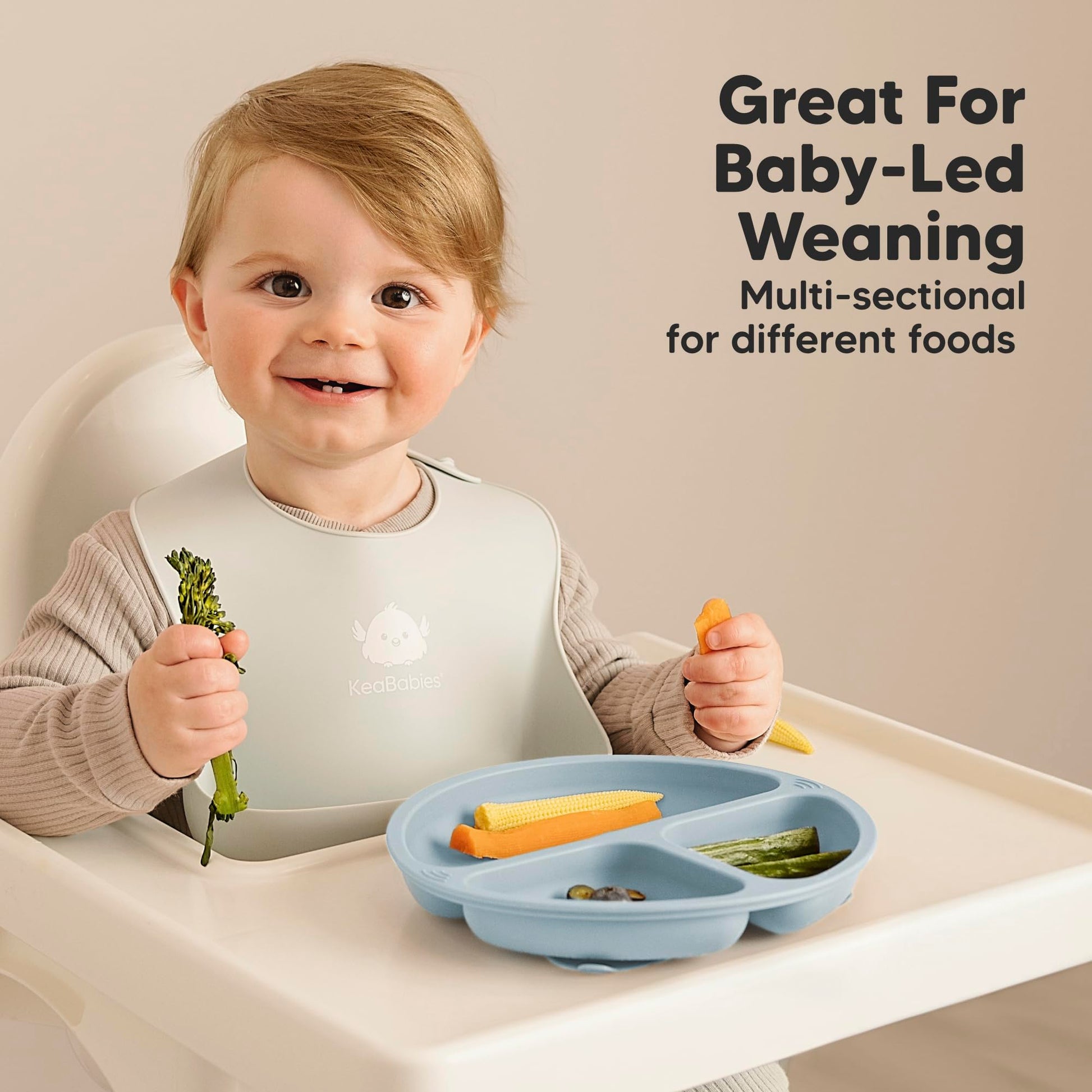 KeaBabies - Placas de succión con tapa para bebé, 3 unidades, 100% silicona, sin BPA, microondas (borgoña)