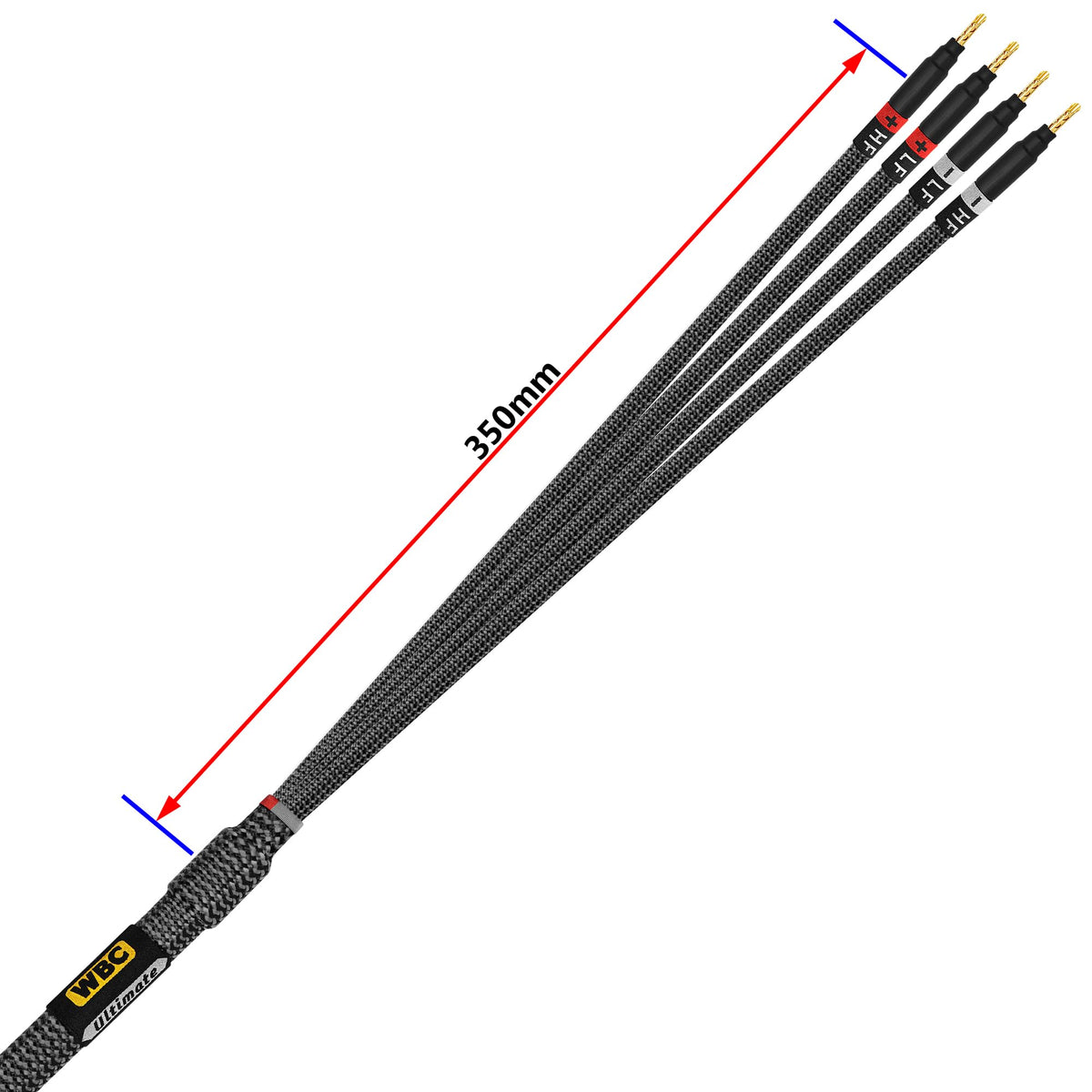 Cable de Altavoz Worlds Best Cables Negro Ultimate 12 AWG de Alta Fidelidad con Enchufes Eminence Gold Plátano y Chamarra de Tweed de Carbono