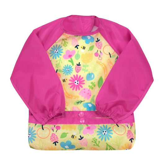 Babero Impermeable Green Sprouts Verde Manga Larga con Bolsillo Invertido y Material Suave para Niños
