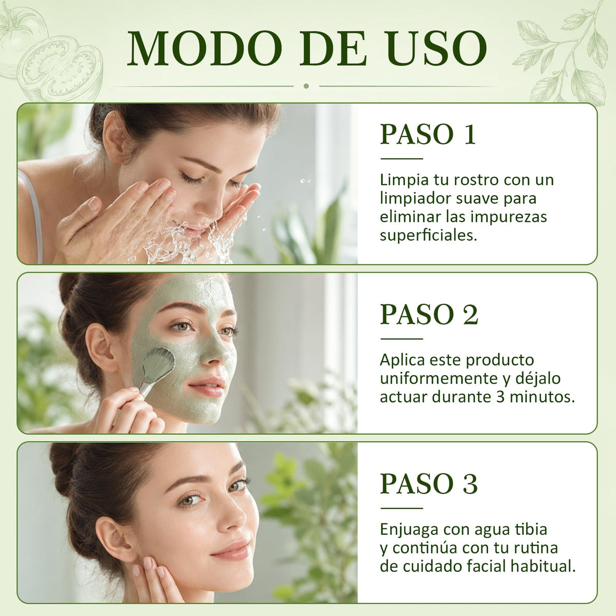 2PCS Green Tomato Clay Mask, Mascarilla de Arcilla de Tomate Verde para Cara, Limpieza Facial Profunda y Minimización de Poros, Hidratante, Para Todo Tipo de Piel (con Cuchara)