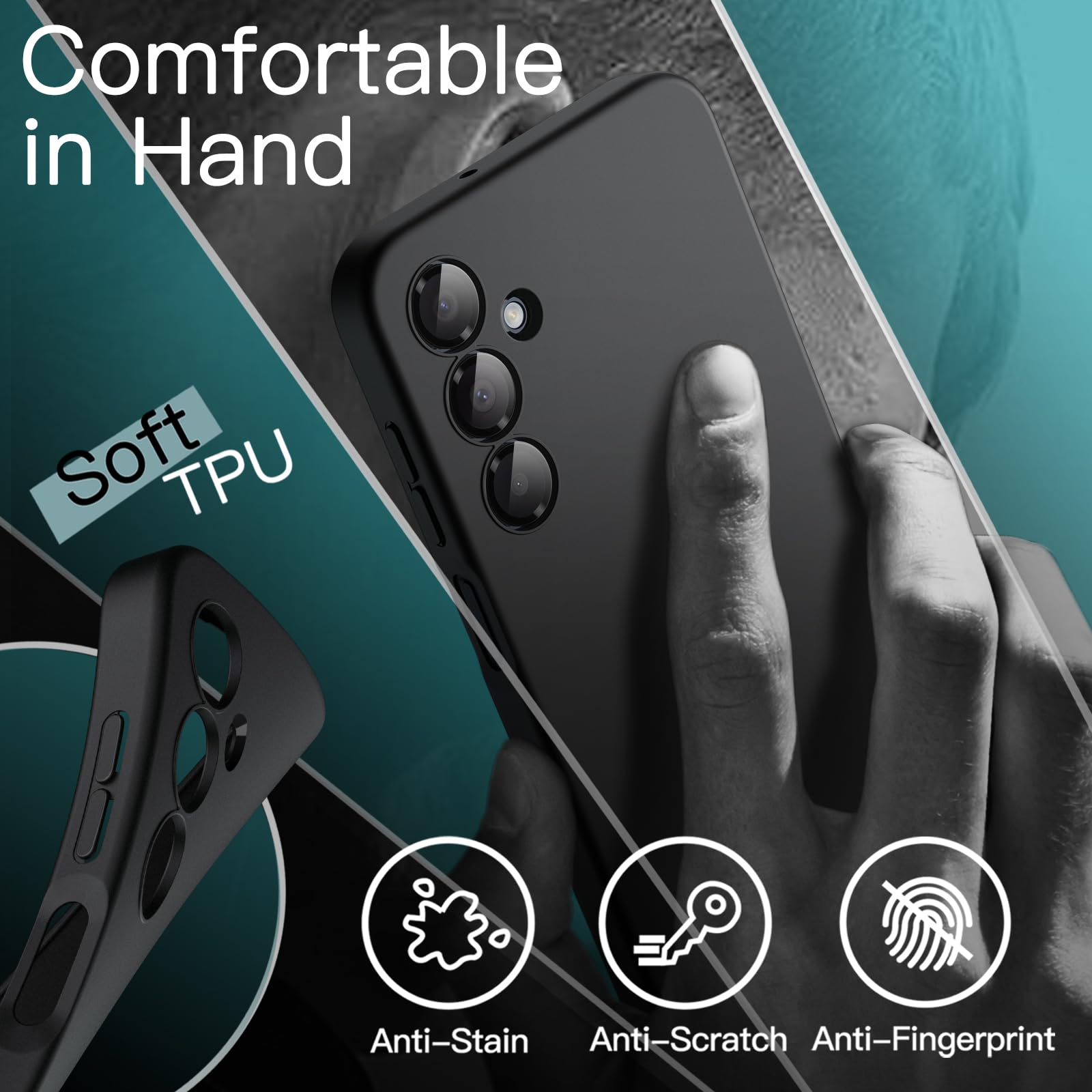 JETech Slim Ajuste Funda para Samsung Galaxy A16 5G / 4G 6.7 Pulgadas, Carcasa Protectora Delgada Suave TPU con Acabado Mate, Antigolpes (Negro)