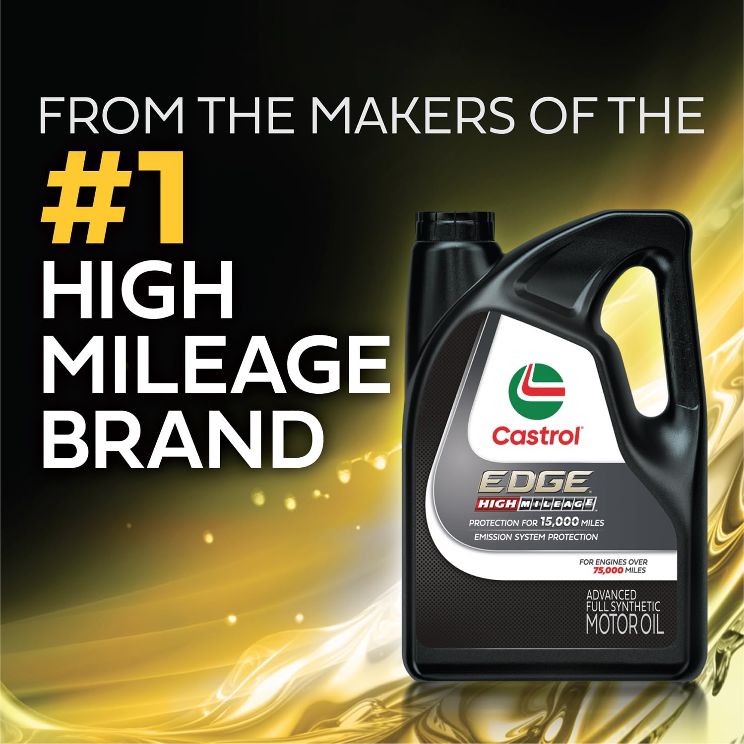 Castrol - Aceite de motor completamente sintético avanzado 03143C Edge High Mileage 5W-20, 5 cuartos de galón