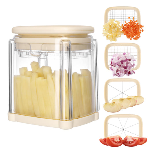 Corta Patatas y Verduras Navaris Blanco con 4 Cuchillas Apto Lavavajillas