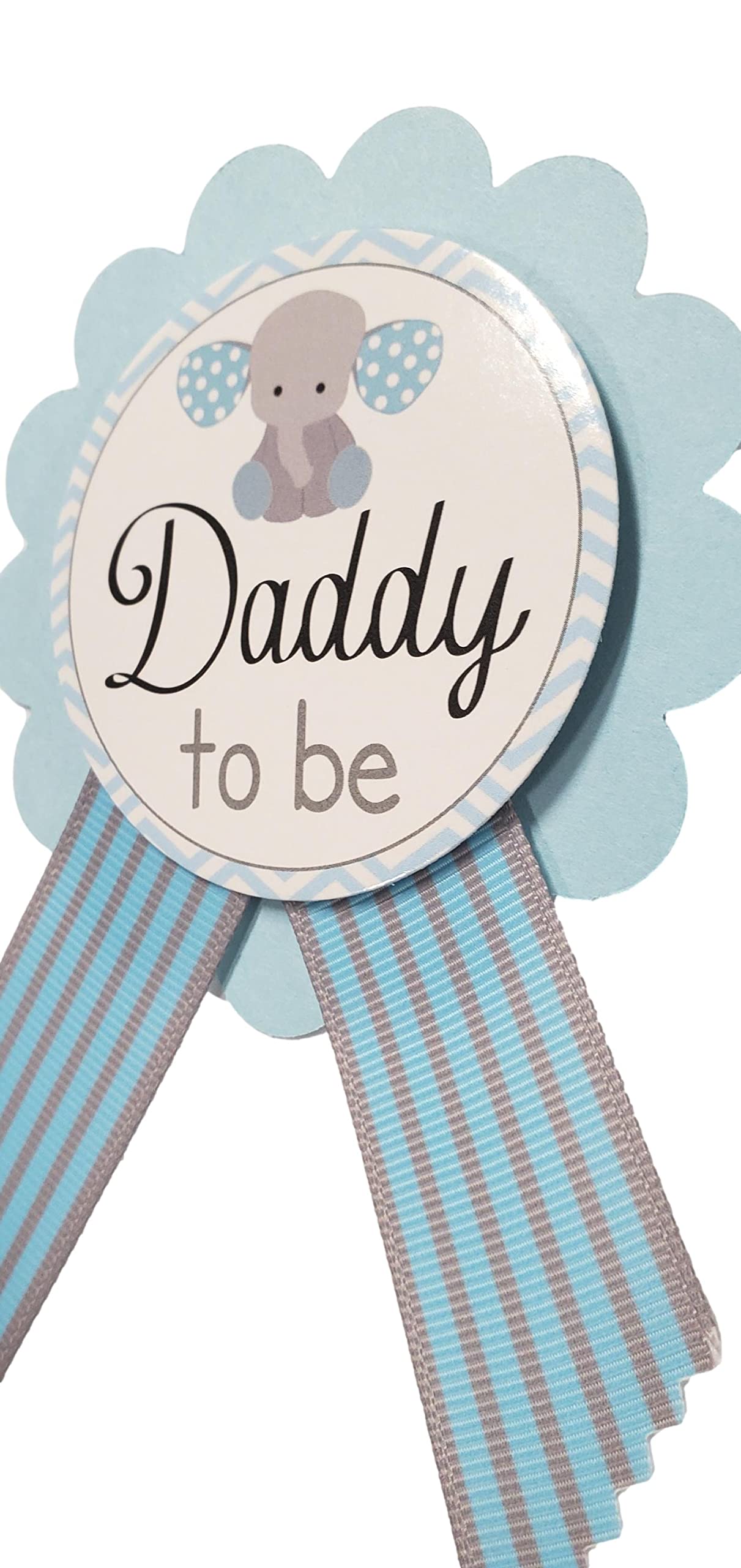 Amy's Bubbling Boutique, Inc. - Botón de baby shower con elefante para papá o bebé, azul y gris, Baby Sprinkle