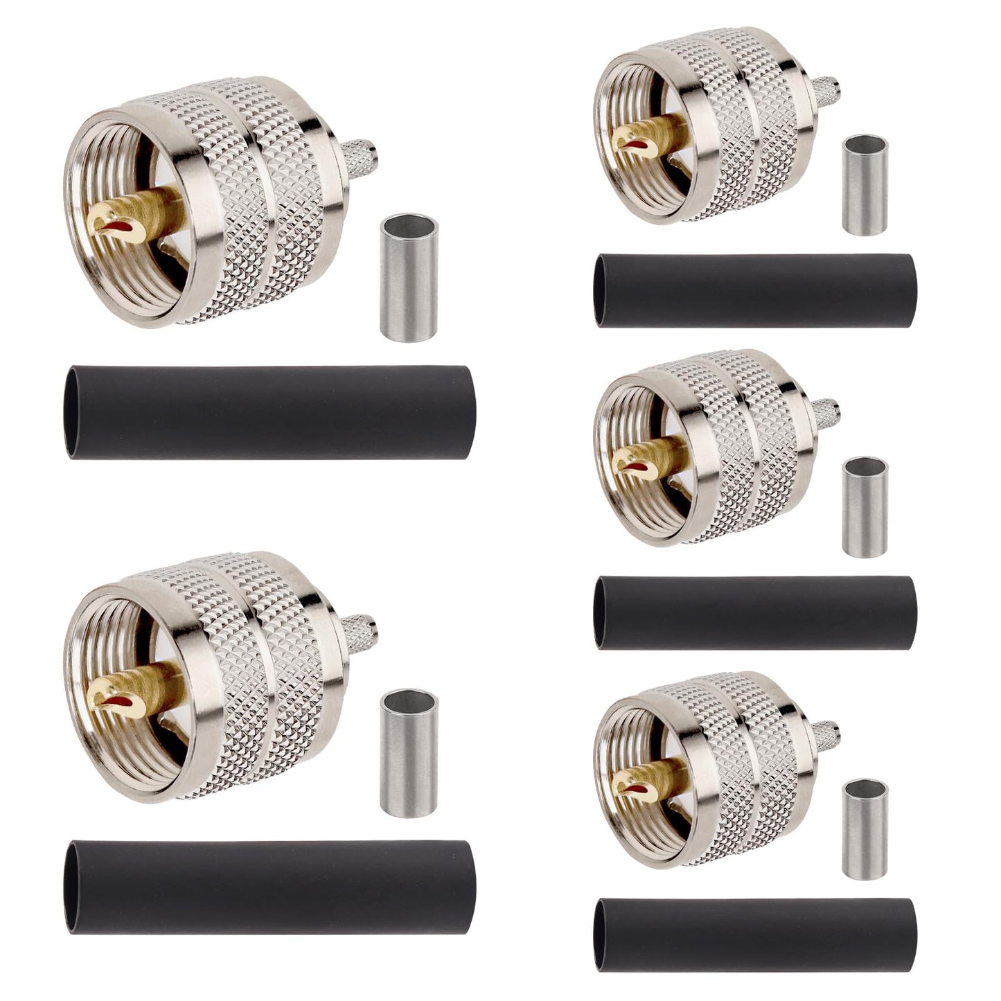 RG58 PL259 Conector 5PCS - UHF macho RF coaxial PL259 Conectores coaxiales para RG58, RG142, RG400, LMR195, RG58U, RG303, 50 Ohm, baja pérdida, baja VSWR