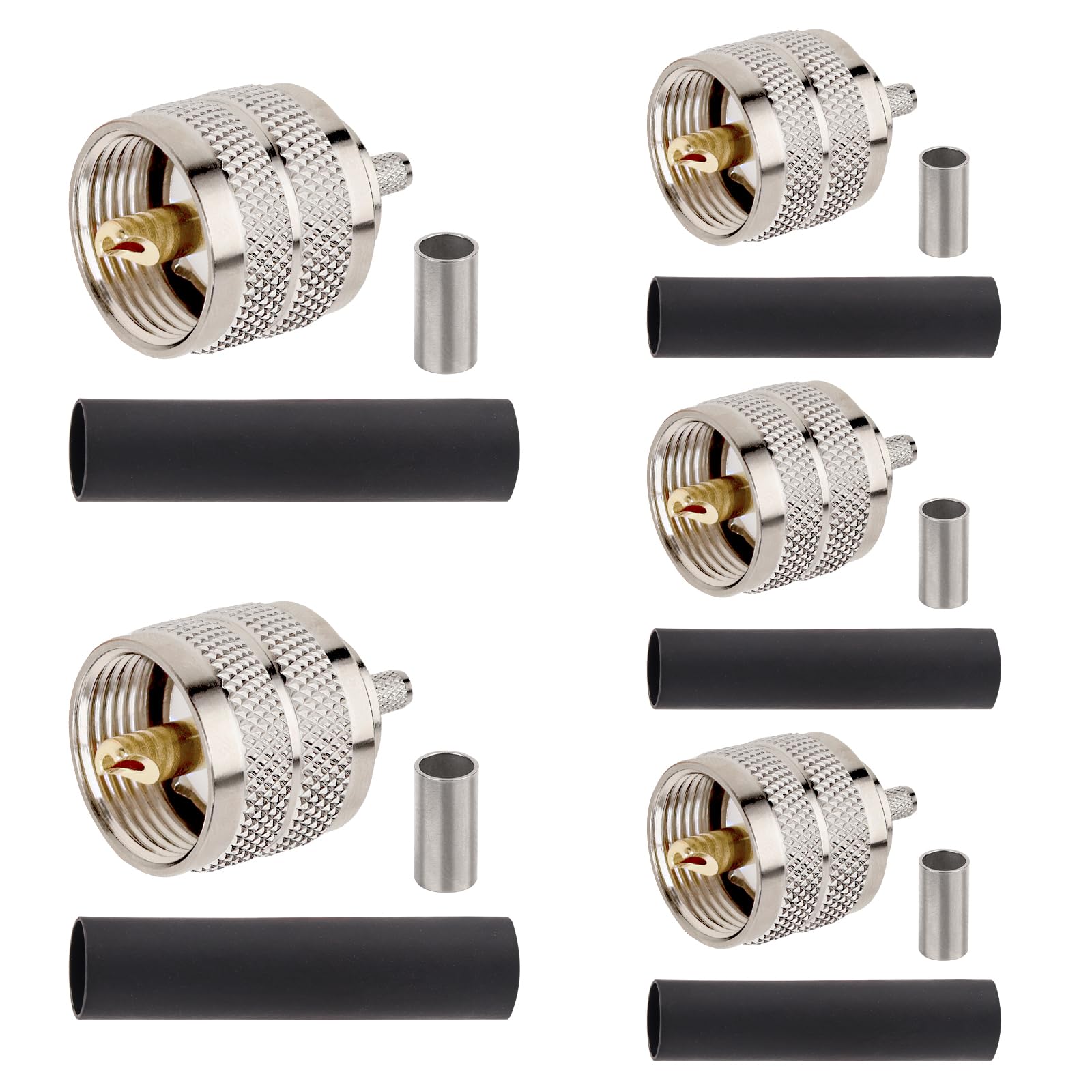 RG58 PL259 Conector 5PCS - UHF macho RF coaxial PL259 Conectores coaxiales para RG58, RG142, RG400, LMR195, RG58U, RG303, 50 Ohm, baja pérdida, baja VSWR