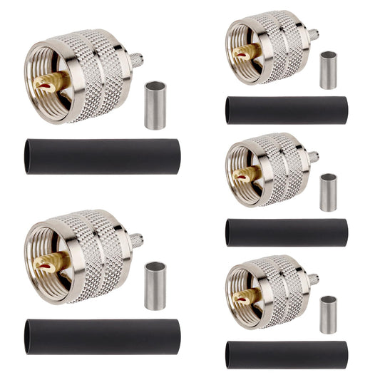 RG58 PL259 Conector 5PCS - UHF macho RF coaxial PL259 Conectores coaxiales para RG58, RG142, RG400, LMR195, RG58U, RG303, 50 Ohm, baja pérdida, baja VSWR