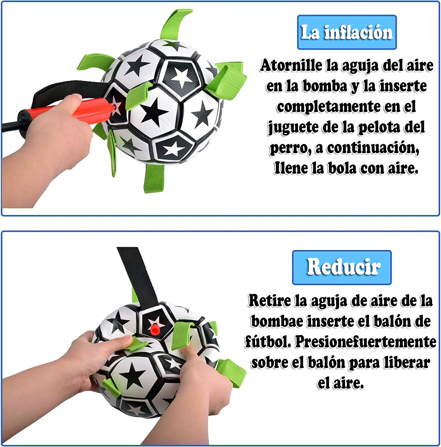 Juguete para Perros FRANCISCO Balón de Fútbol Estrellas con Pestañas de Agarre Duradero Interactivo