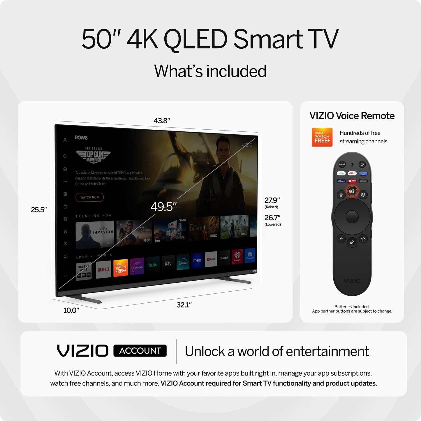 Smart TV VIZIO 50 Pulgadas MQX 4K 120Hz QLED HDR10+ Dolby Vision WiFi 6E Modelo 2023