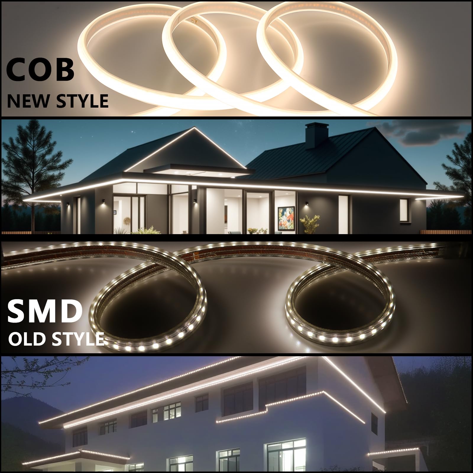 BENLUN Tira LED COB 110V 20 Metros, 4000K Blanco Natural Luces de LED Exterior Impermeable, 10W/M CRI 90+ Flexible Luz LED sin Transformador para Habitacion Techo, Decoración, Patio