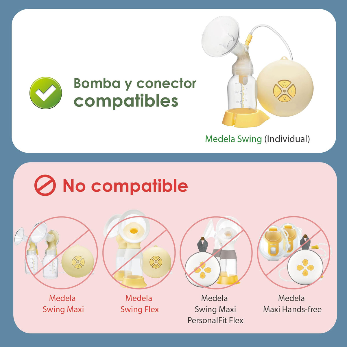 Kit de tubo y extractor compatible con Medela Swing; incluye embudo mediano, válvula, membrana y tubo de repuesto