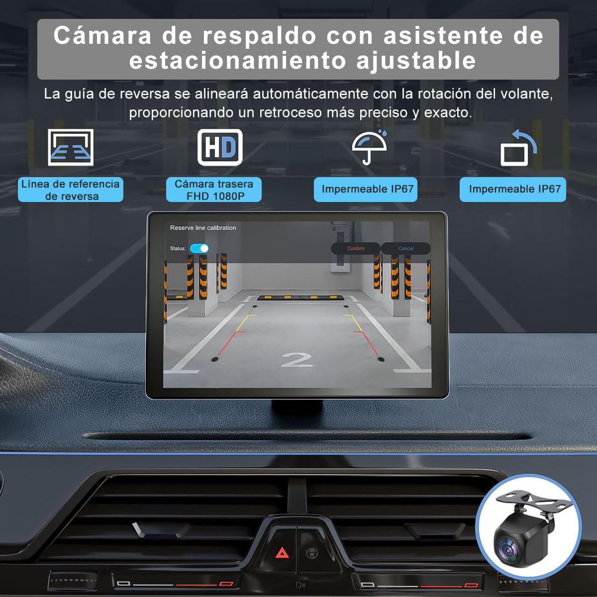 Autoestéreo para Carro Portátil de 9 Pulgadas con 2K Dashcam, Compatible con Todos los Vehículos, con CarPlay inalámbrico, Android Auto, WiFi, GPS, Bluetooth, Mirror Link y Cámara de Visión Trasera.